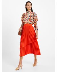 French Connection - Arie Tiered Pleated Skirt - Lyst