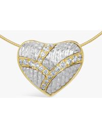 Milton & Humble Jewellery - Second Hand Platinum & 18ct Yellow Gold Diamond Heart Pendant Necklace - Lyst