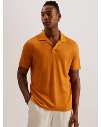 Ted Baker - Flinpo Short Sleeve Regular Linen Polo Shirt - Lyst