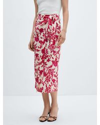 Mango - Floral Midi Wrap Pareo Skirt - Lyst