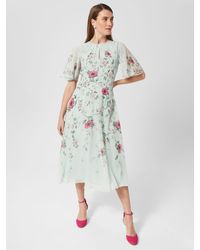 Hobbs - Priya Midi Floral Silk Dress - Lyst