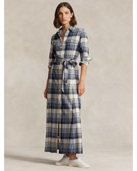 Polo Ralph Lauren - Polo Stephanie Plaid Cotton Twill Maxi Shirt Dress - Lyst