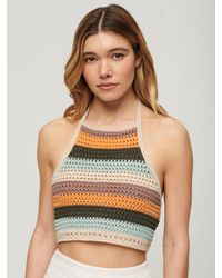 Superdry - Cropped Stripe Halter Crochet Top - Lyst