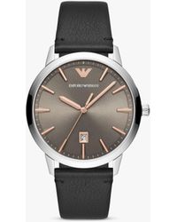 Emporio Armani - Date Leather Strap Watch - Lyst