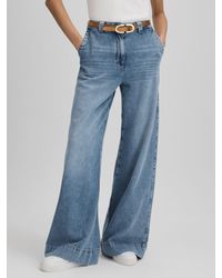 Reiss - Petite Olivia Lightweight Wide Leg Jeans - Lyst