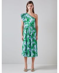 LK Bennett - Maud Organic Cotton Floral Midi Dress - Lyst