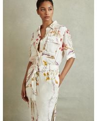 Reiss - Faya Floral Print Midi Shirt Dress - Lyst
