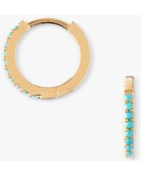 Orelia - Mini Turquoise Pave Huggie Hoop Earrings - Lyst