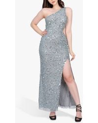 LACE & BEADS - Naeve Sequin One Shoulder Maxi Dress - Lyst