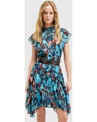 AllSaints - Fleur Batu High Neck Mini Dress - Lyst