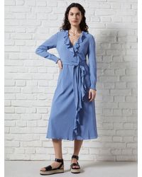 Great Plains - Textured Cotton Blend Ruffle Wrap Maxi Dress - Lyst