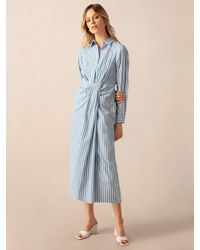Ro&zo - Stripe Wrap Detail Midi Shirt Dress - Lyst