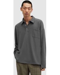 AllSaints - Eris Long Sleeve Polo Shirt - Lyst