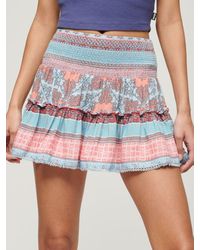 Superdry - Printed Shirred Mini Skirt - Lyst