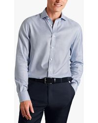Charles Tyrwhitt Cutaway Collar Non-iron Cambridge Weave Slim Fit Shirt - Blue