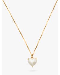 Kate Spade - Faux Pearl Heart Pendant Necklace - Lyst