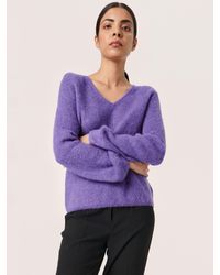 Soaked In Luxury - Tuesday Long Sleeve V-neck Wool Jumper - Lyst