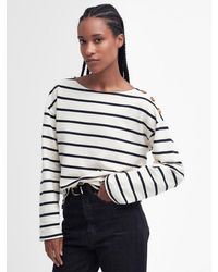 Barbour - Caroline Stripe Button Shoulder Sweatshirt - Lyst
