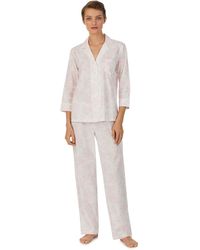 Ralph Lauren - Lauren 3/4 Sleeve Rose Print Pyjamas - Lyst