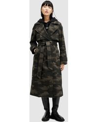 AllSaints - Mixie Double Breasted Camouflage Trench Coat - Lyst