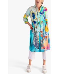 Chesca - Abstract Painted Garden Flower Print Shirt Dress - Lyst