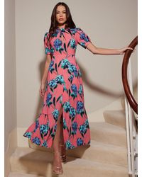 Ro&zo - Scarlett Floral Print Twist Neck Maxi Dress - Lyst