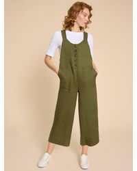 White Stuff - Viola Linen Cropped Dungarees - Lyst