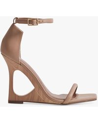 Reiss - Cora Sculptural Wedge Heel Leather Sandals - Lyst
