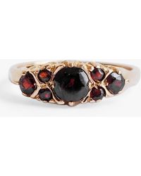 L & T Heirlooms - Second Hand 9ct Yellow Gold Garnet Ring - Lyst