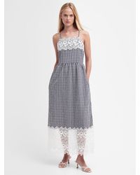 Barbour - Glamis Check Lace Detail Maxi Dress - Lyst