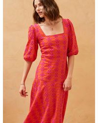 Brora - Organic Cotton Embroidered Cut Out Back Tea Dress - Lyst