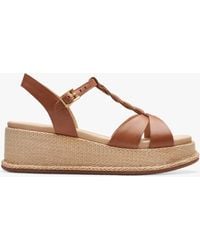 Clarks - Kimmei Twist Leather Wedge Sandals - Lyst