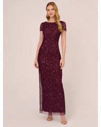 Adrianna Papell - Papell Studio Beaded Illusion Sleeve Gown - Lyst