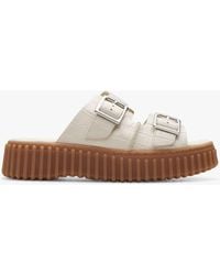 Clarks - Torhill Leather Buckle Sliders - Lyst