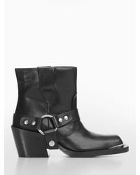 Mango - Peter Leather Buckle Detail Ankle Boots - Lyst