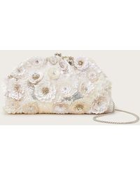 Monsoon - Sequin And Bead Flower Clutch Bag - Lyst