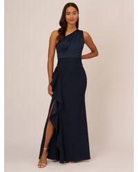 Adrianna Papell - One Shoulder Satin Crepe Maxi Dress - Lyst