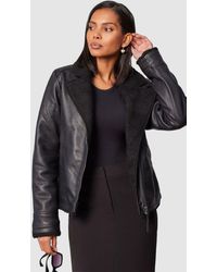 Closet - Leather Shearling Jacket - Lyst