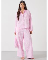Hush - Kirby Diagonal Stripe Wide Leg Cotton Pyjamas - Lyst