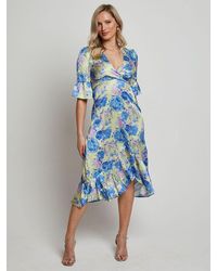 Chi Chi London - Floral Print Tie Front Midi Dress - Lyst