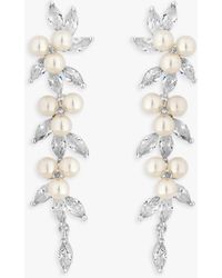 Jon Richard - Bridal Cubic Zirconia Faux Pearl & Crystal Vine Drop Earrings - Lyst