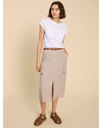 White Stuff - Arabella Linen Blend Midi Skirt - Lyst