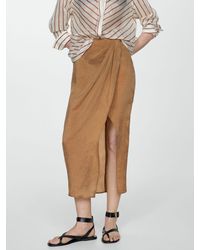 Mango - Desert Wrap Slit Midi Skirt - Lyst