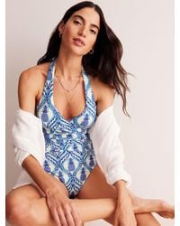 Boden - Levanzo Pineapple Print Ruched Halterneck Swimsuit - Lyst