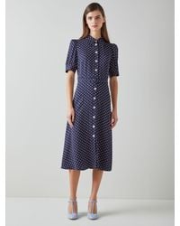 LK Bennett - Valerie Spot Print Shirt Midi Dress - Lyst