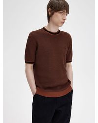 Fred Perry - Stripe Knitted Cotton T-shirt - Lyst