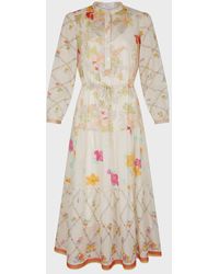Gerard Darel - Robe Cotton Floral Midi Dress - Lyst