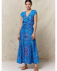 Gerard Darel Milla Silk Maxi Dress - Blue