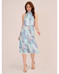 Adrianna Papell - Watercolor Floral Midi Dress - Lyst