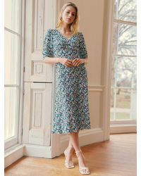 Ro&zo - Multi Blurred Daisy Print V Neck Midi Dress - Lyst